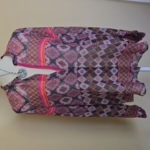Anthropologie Konrad & Joseph Boho Print Blouse in Black / Pink Like-New - M